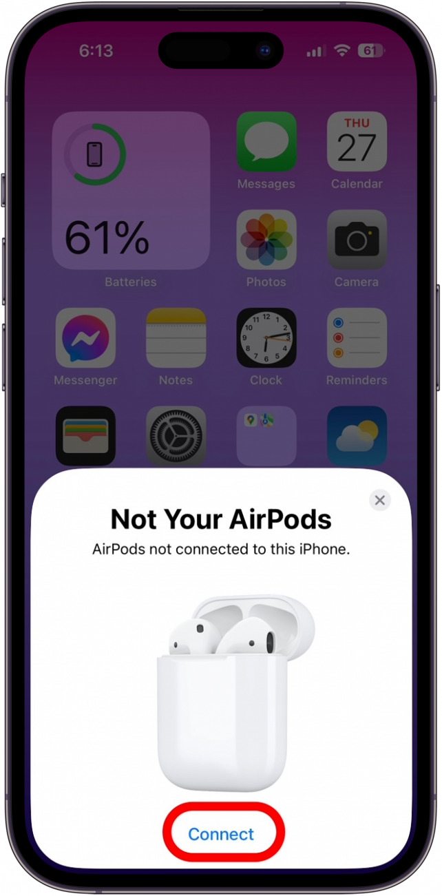 Tap Connect to pair your AirPods with iPhone or iPad.