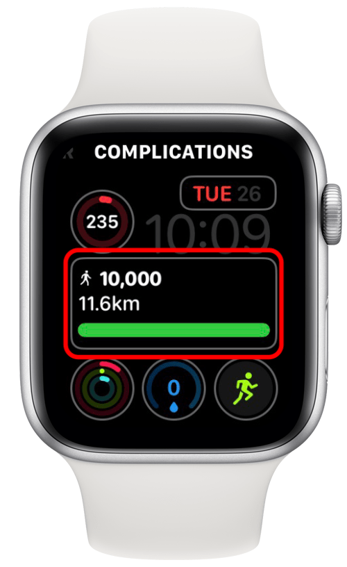apple watch step counter on apple watch face