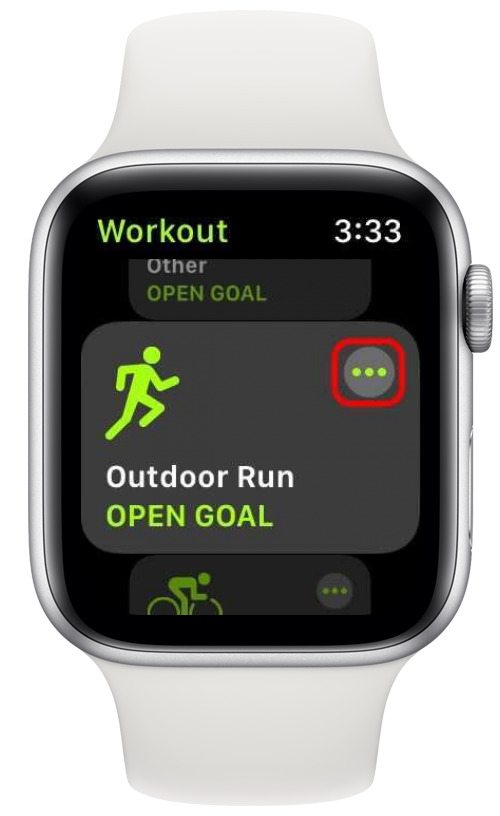 Tap the three dots to adjust the workout settings