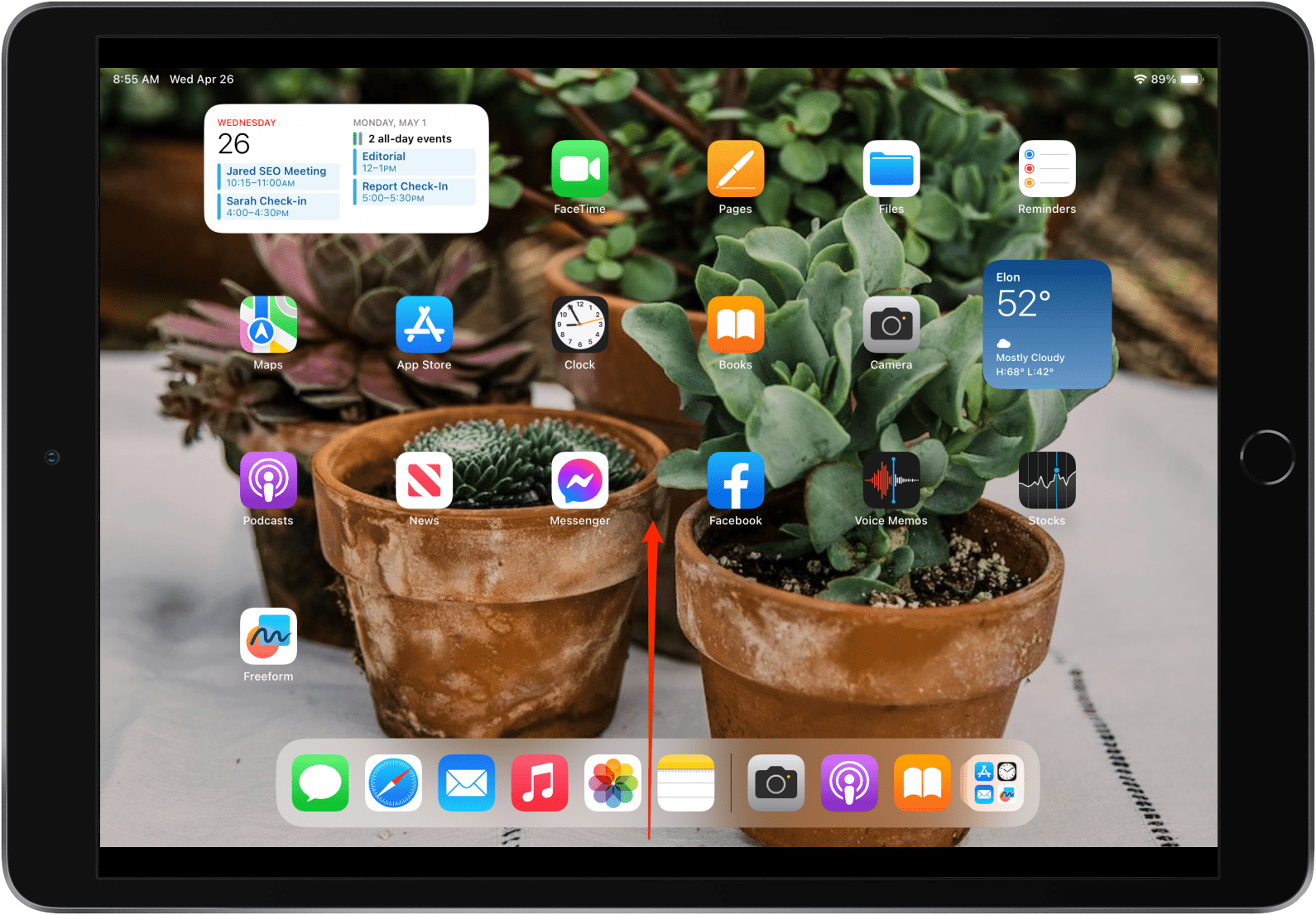 Swipe up from the bottom of your screen to open App Switcher.