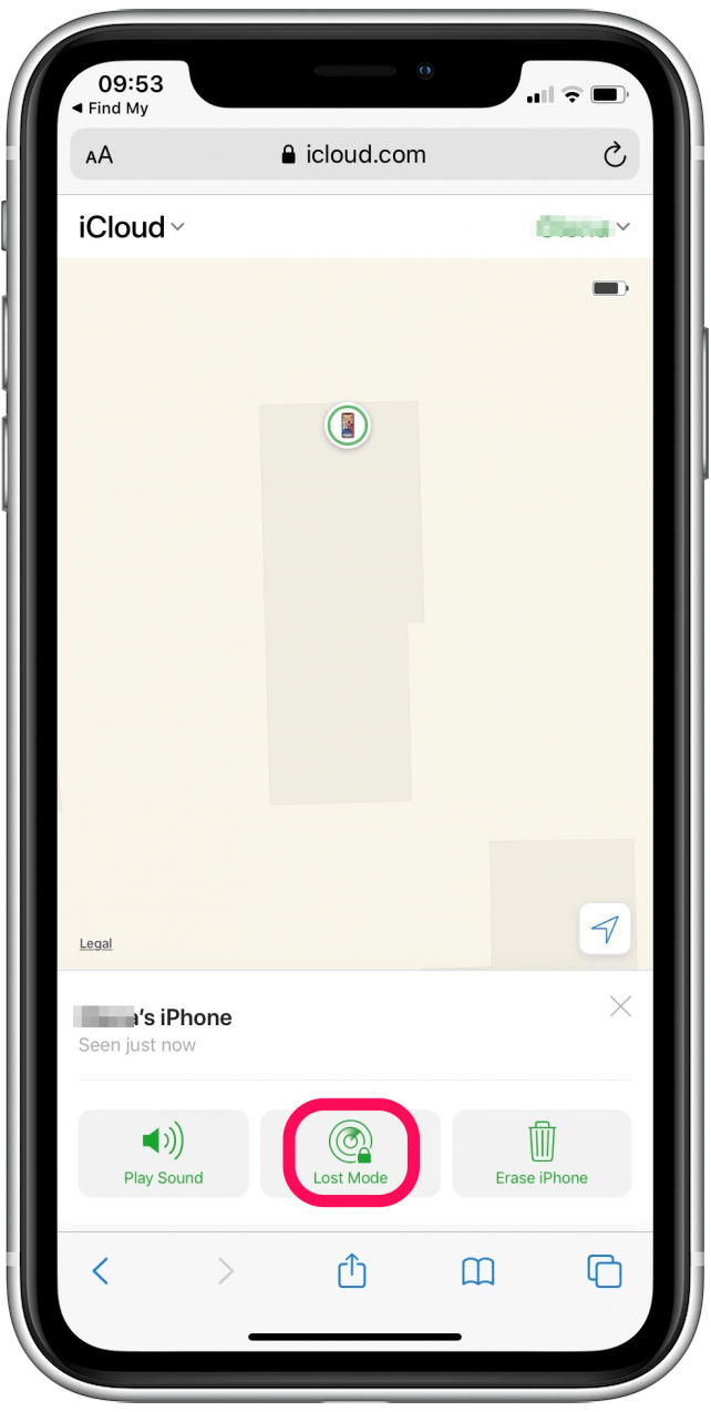 Tap on Lost Mode to enable Lost Mode on your friend's lost iPhone