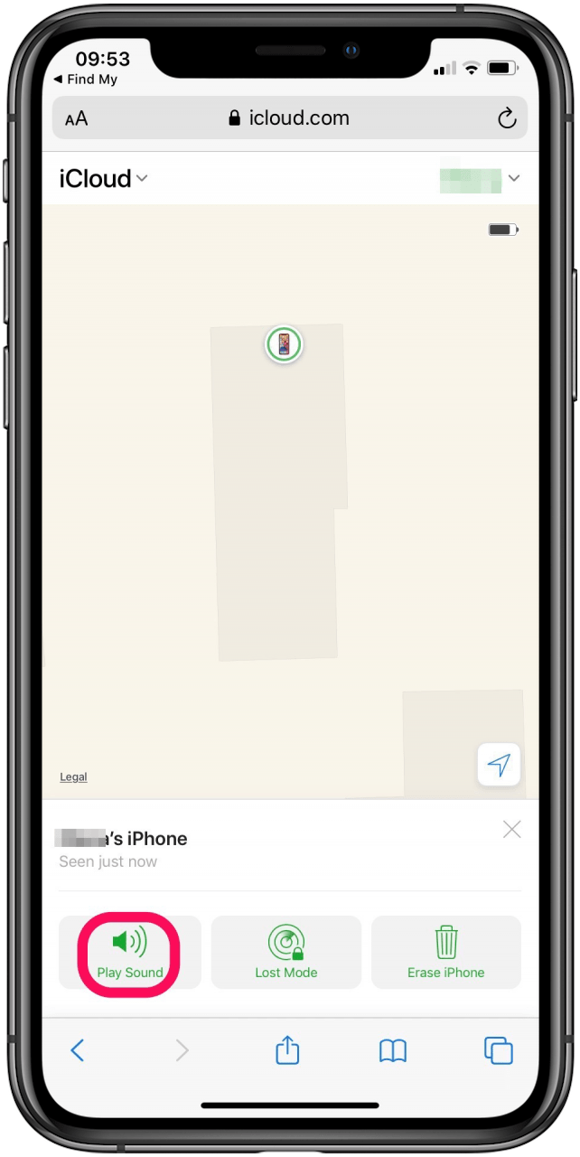 Use Play Sound to locate an iPhone that seems to be close by