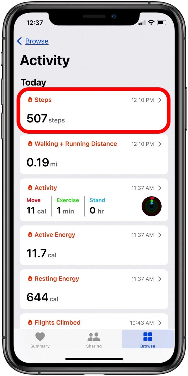 tap steps to see your distance tracker