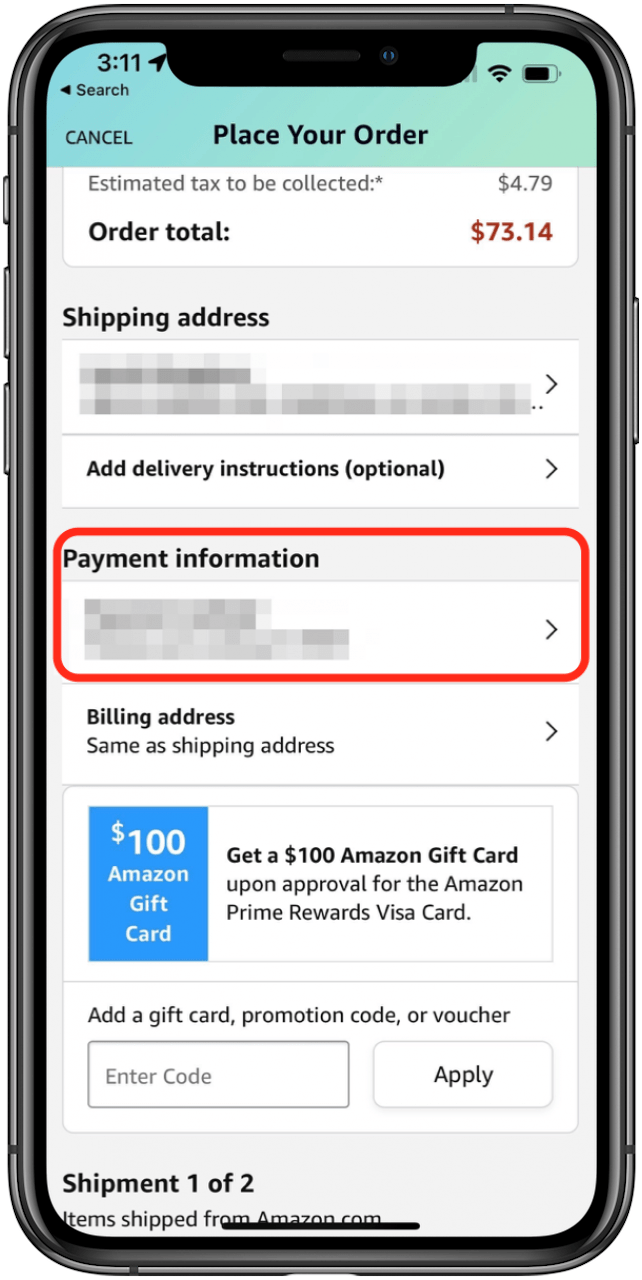 choose apple pay payment method for amazon