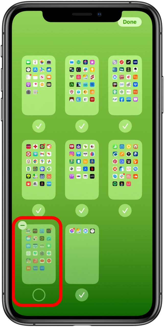 tap unchecked home screen to show hidden apps